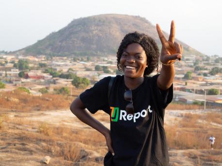 A UNICEF-supported U-Reporter in Korhogo, Côte d'Ivoire. Côte d'Ivoire is the 35th country to join the U-Report movement for encouraging community engagement and information sharing.
