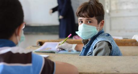 Abdulkader, 9, attends a UNICEF-supported level 1 ‘Curriculum B’ class at Adnan Almalki school in Hama city, Syria.
