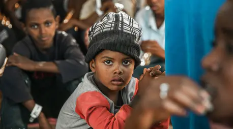 One of tens of thousands of children from Ethiopia's Tigray region who have crossed the border into Sudan, fleeing violence, since early November 2020.. One of tens of thousands of children from Ethiopia's Tigray region who have crossed the border into Sudan, fleeing violence, since early November 2020..
