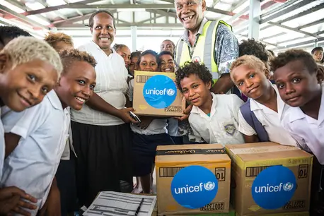 UNICEF relies on partners to fulfill its mission delivering for children in need all around the world, like these students at White River School in Honiara, in The Solomon Islands. UNICEF relies on partners to fulfill its mission delivering for children in need all around the world, like these students at White River School in Honiara, in The Solomon Islands.