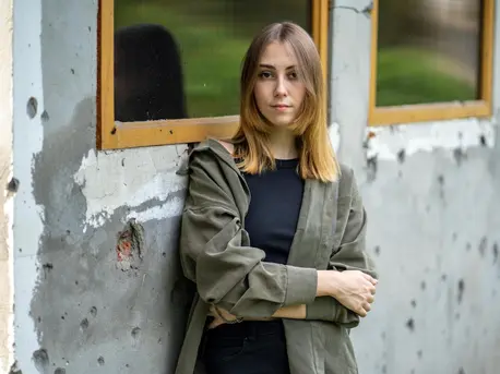 War in Ukraine severely damaged 17-year-old Oleksandra's family home in Irpin, Ukraine. War in Ukraine severely damaged 17-year-old Oleksandra's family home in Irpin, Ukraine.