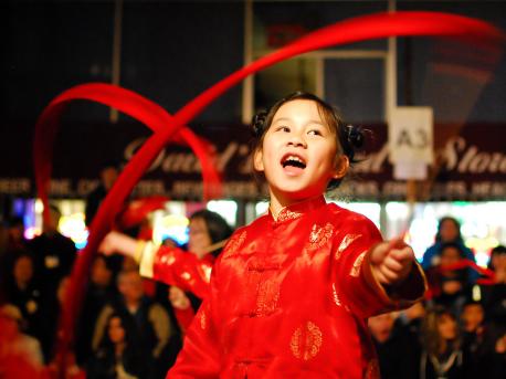 A child celebrates the Year of the Tiger at a Chinese New Year parade in San Francisco.