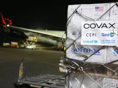UNICEF delivered a shipment of 1.1 million COVID-19 vaccine doses to Rwanda's Kigali International Airport on January 15, 2022 containing the billionth dose delivered to 144 countries through COVAX. UNICEF delivered a shipment of 1.1 million COVID-19 vaccine doses to Rwanda's Kigali International Airport on January 15, 2022 containing the billionth dose delivered to 144 countries through COVAX.