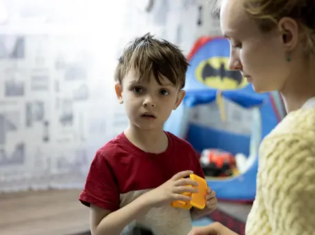 Five-year-old Arthur hasn't said a word since the bombardment of Mariupol, Ukraine began, says his mother, 23-year-old Miranda. Five-year-old Arthur hasn't said a word since the bombardment of Mariupol, Ukraine began, says his mother, 23-year-old Miranda.