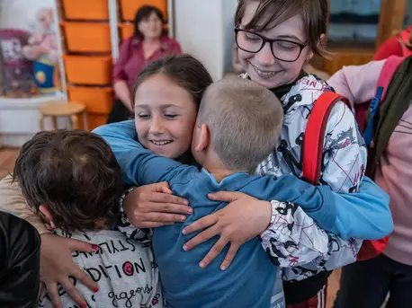 Children Hugging