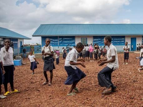 Students play during recess at Nziyi Primary School in Goma, Democratic Republic of the Congo.