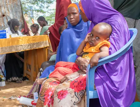 A mobile health and nutrition team provides treatment to Internally Displaced People (IDP) at Waafi camp in Mogadishu Somalia on June 13, 2022. A mobile health and nutrition team provides treatment to Internally Displaced People (IDP) at Waafi camp in Mogadishu Somalia on June 13, 2022.