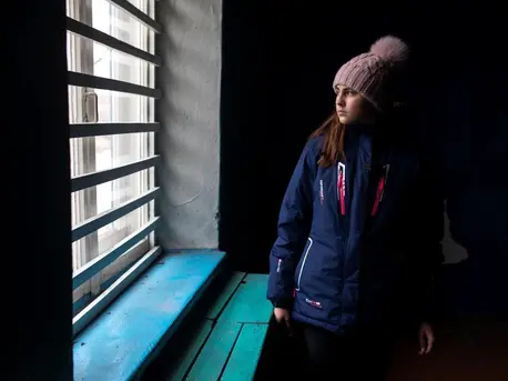 Nastia, 16, in the cellar where she and her family plan to take shelter in eastern Ukraine. Nastia, 16, in the cellar where she and her family plan to take shelter in eastern Ukraine.