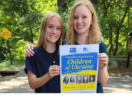 Kate Stewart, left, and Sofia Parfomak performed in a benefit concert organized by Parfomak in Arlington, VA, for children impacted by the war in Ukraine. Kate Stewart, left, and Sofia Parfomak performed in a benefit concert organized by Parfomak in Arlington, VA, for children impacted by the war in Ukraine.