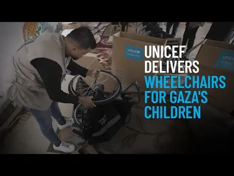 Thumbnail for video UNICEF Delivers Wheelchairs for Gaza's Children