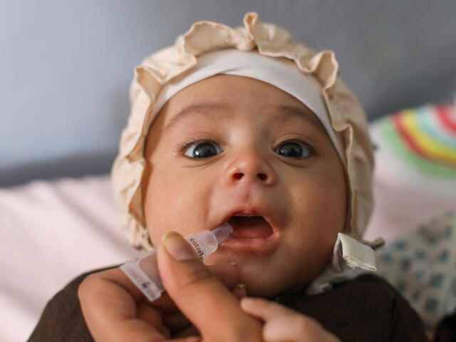Baby receiving Polio vaccine