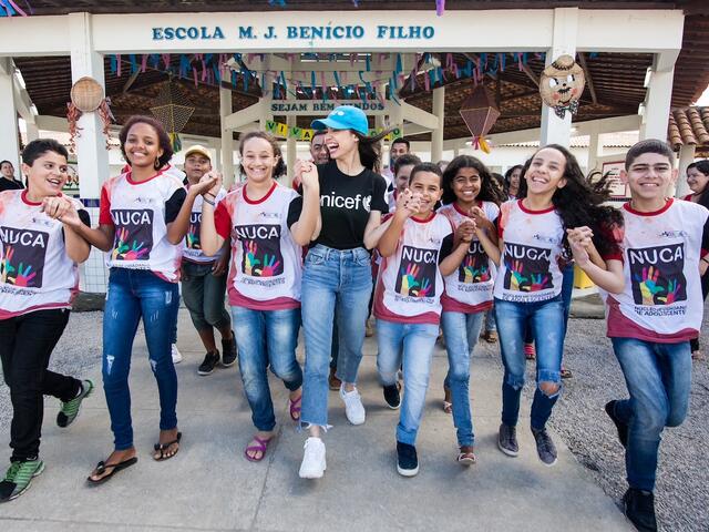 UNICEF USA supporter Sofia Carson visits UNICEF programs in Brazil.