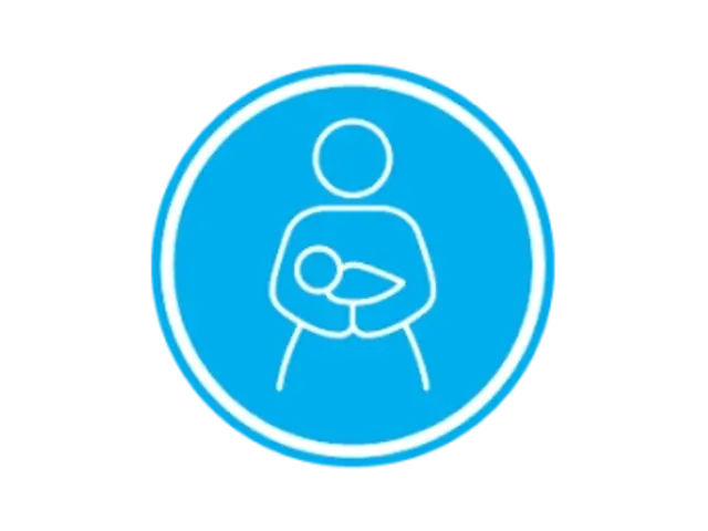 Mother holding baby icon