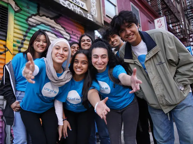 Group of UNICEF youth posing