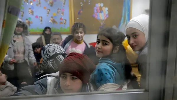 On Feb. 6, 2023, Syrians spend the night at a convent in Aleppo following twin earthquakes.