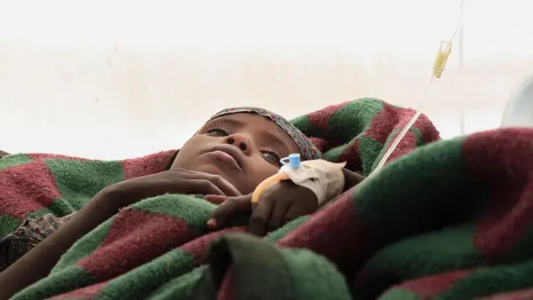 A child recovers from cholera at a UNICEF treatment center in Ethiopia's Oromia Region.
