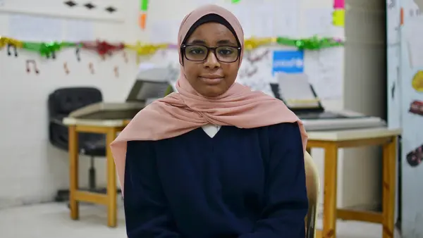 Hayat, 15, has been enrolled in the Makani center in East Amman, Jordan, for four years. 