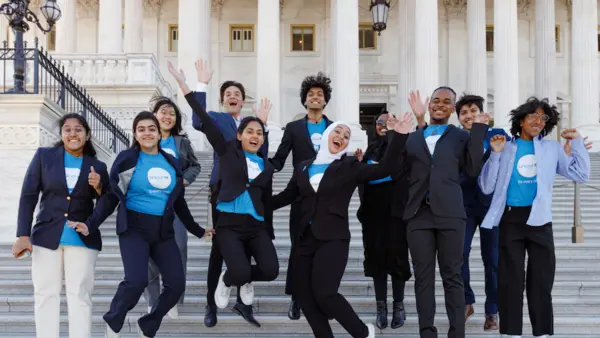 UNICEF USA National Youth Council 2022-23 members in front of the United States Capitol building.
