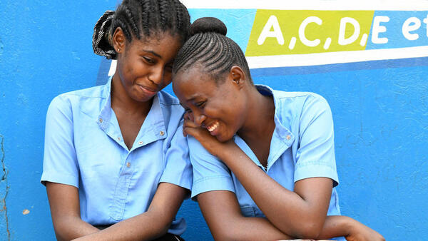 School friends hang out in Dolisie, in the south of Congo.