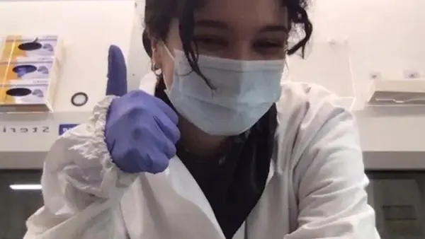 Research assistant Bouchra Benghomari at work in a lab at Rockefeller University in New York City. 
