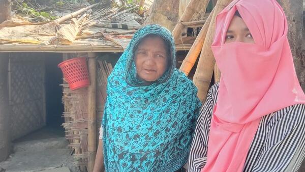 Rohingya refugees Roshida, right, and her grandmother in Cox's Bazar, Bangladesh.