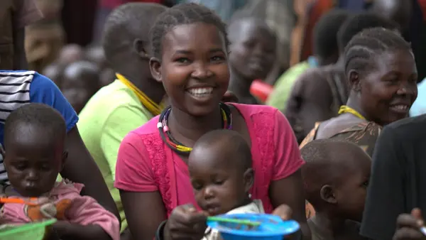 A mother attends a child nutrition class in Karamoja, Uganda.