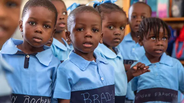Students at the UNICEF-supported République des Etats Unis national school in the Canape-Vert neighborhood of Port-au-Prince, Haiti.