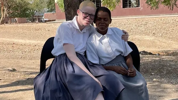 Deborah, left, and her classmate attend Ngabu Secondary School in Chikwawa District in southern Malawi.