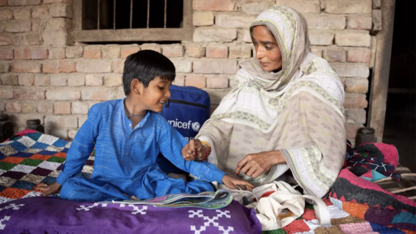 A psychosocial kit from UNICEF has helped Muhammad Ehsan, 7, recover from trauma he experienced during Pakistan's massive flooding in 2022.