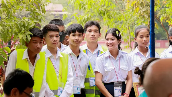 Students attend a UNICEF-supported program in Cambodia. 