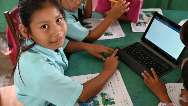 Children attend class at the Armenia Government School in Armenia, in the Cayo District of Belize.