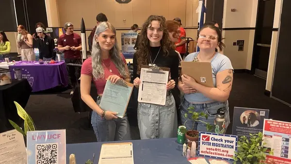 Kylie Smith, 21, an Environmental Studies student at the University of Central Florida, and colleagues organized a voter registration drive for fellow students. 