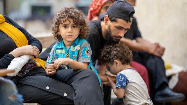 Amir, 4, one of tens of thousands of children displaced from southern Lebanon due to escalating conflict with Israel, is sheltering with his family at Lebanese University in Beirut.