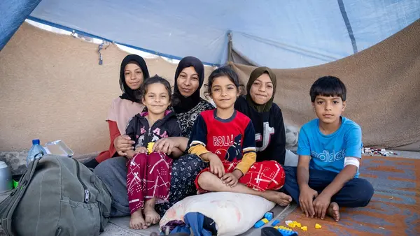 Samira, a mother of five, was forced to leave her home following bombardment and is now living with her children in the streets of Martyrs Square in Beirut. 