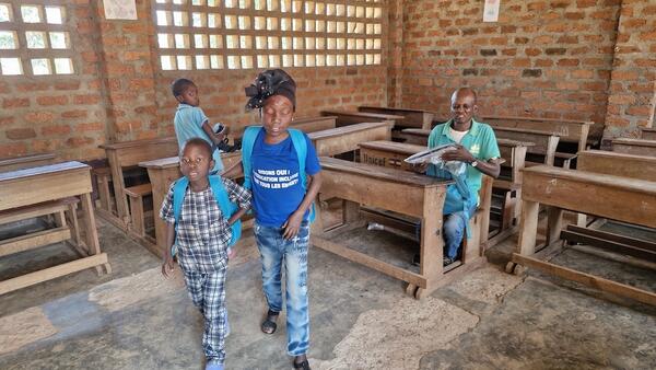 Children with disabilities learn in a school supported by UNICEF and Education Cannot Wait in the Central African Republic. 