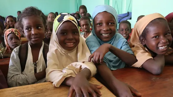 Grade 1 children in their new classroom at the Kongo Gamo school in the Gao region of Mali..