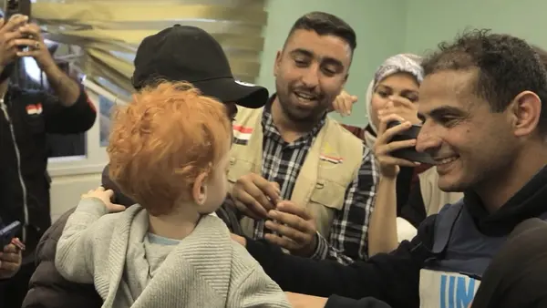 Toddlers who were evacuated to Egypt from the Gaza Strip as infants are reunited with their families in Khan Younis in April 2026.