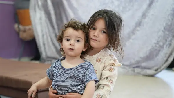 Children in a displacement shelter in a public school in Tyre, Lebanon on April 23, 2026. 