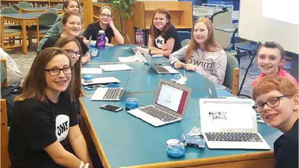 Kids at a Library Table