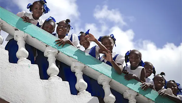 Haiti students at a school in Les Cayes, once of the most vulnerable areas of Haiti as Hurricane Matthew approaches