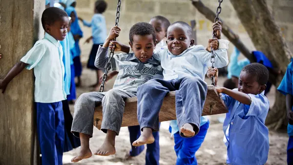 Young children take part in classes at a UNICEF supported nursery school in Tanzania