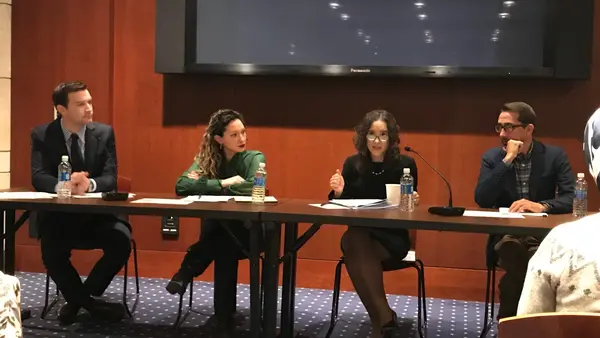 Sean Snyder (UNICEF), Kathryn Striffolino (Save the Children), Jana Mason (UNHCR), and Mark Chapple (World Vision) discuss No Lost Generation issues.