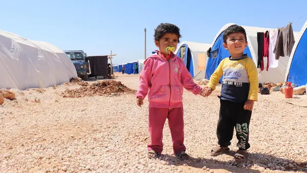 Approximately 4,000 Syrian families live in the Fafin makeshift camp for families displaced from the Afrin district. 