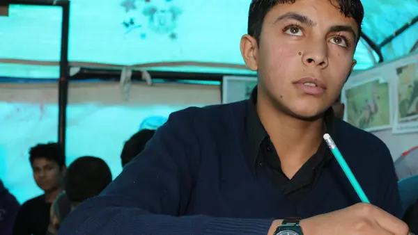 Ahmad is continuing his education in a Syrian IDP camp using a Self-Learning Program supported by Educate A Child and UNICEF USA. 