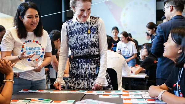 In October 2018, UNICEF Executive Director Henrietta H. Fore met with participants of "Generation Unlimited" boot camp at KMUTT Knowledge Exchange for Innovation in Bangkok, Thailand. 