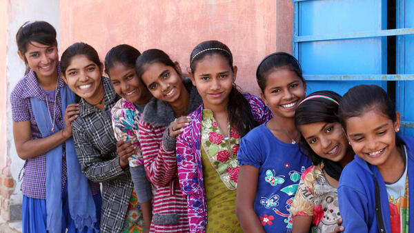 Young adolescent girls in Husangar village, Sri Dungargarh block, Bikaner district, Rajasthan, India in 2018.