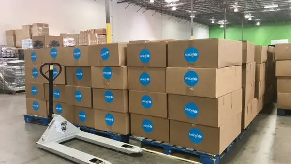 UNICEF Boxes in Warehouse