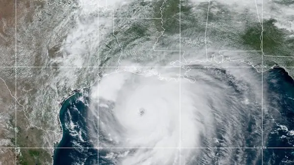 An image from the National Hurricane Center at NOAA showed Hurricane Laura approaching the Gulf Coast on Wednesday, August 26, 2020.