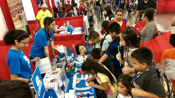 Children at a UNICEF Booth