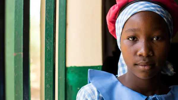Displaced by armed conflict in northeast Nigeria, Julianna, 13, is now head girl at the UNICEF-supported Kulmsulum School in Maiduguri, Borno State.
